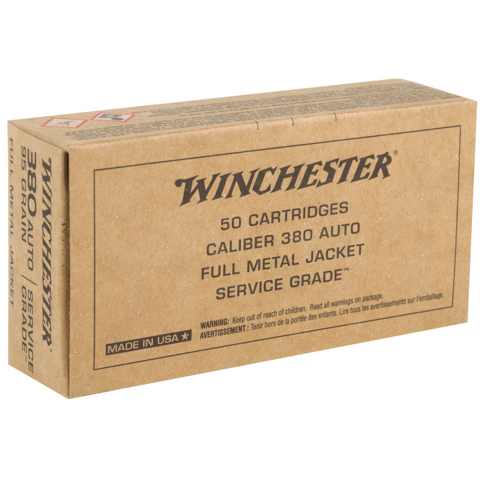 Winchester Service Grade .380 ACP 95 Grain Full Metal Jacket (FMJ)
