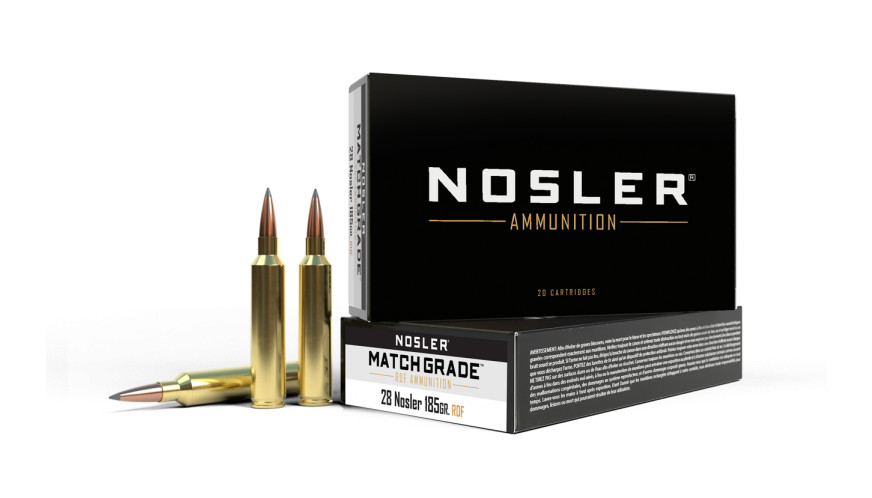 NOSLER .28 Nosler 185gr Hollow Point Boat Tail (HPBT) ammunition