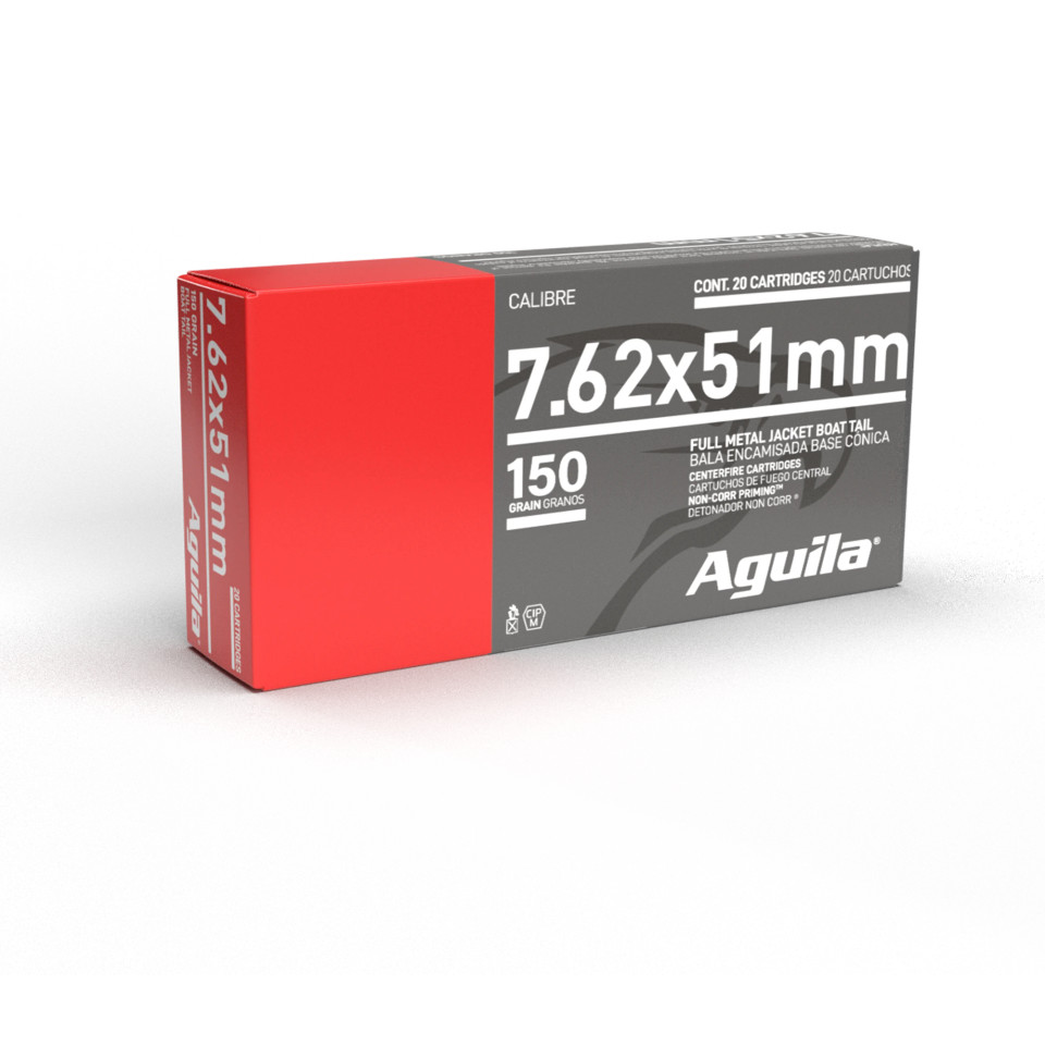 Aguila Ammunition 7.62x51mm NATO 150gr Full Metal Jacket (FMJ) ammunition