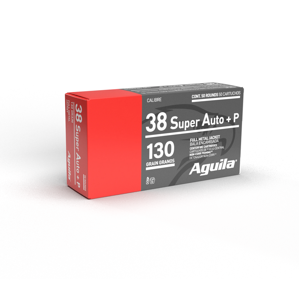 Aguila Ammunition .38 Super Auto 130gr Full Metal Jacket (FMJ) ammunition