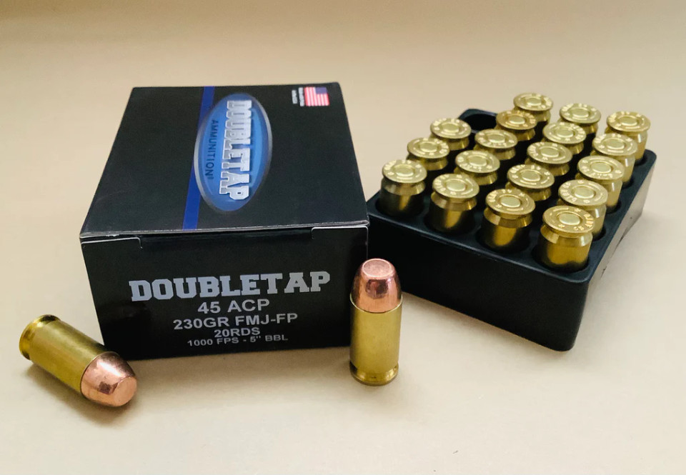 DoubleTap .45 ACP 230 Grain Full Metal Jacket (FMJ) Flat Point