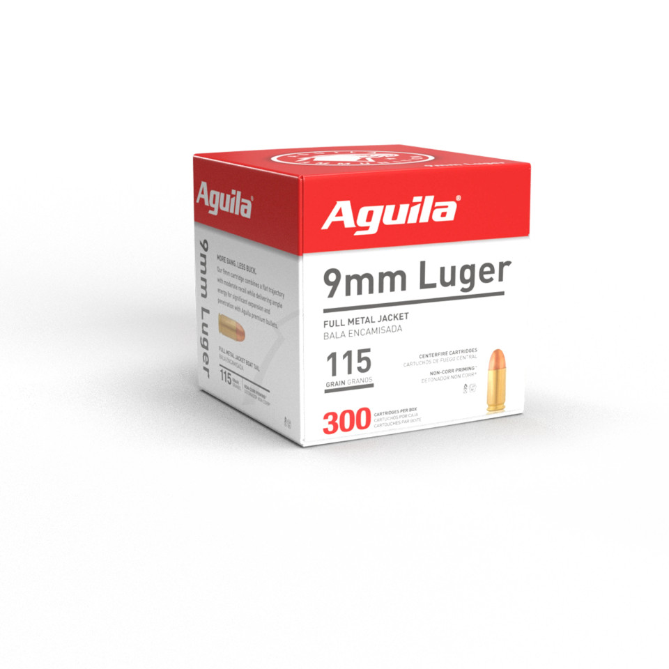 Aguila Ammunition 9mm Luger 115gr Full Metal Jacket (FMJ) ammunition