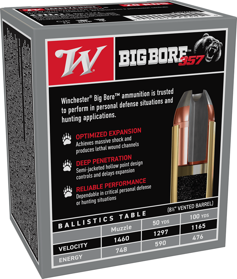Winchester Big Bore .357 Magnum 157 Grain Semi-Jacketed Hollow Point (SJHP)
