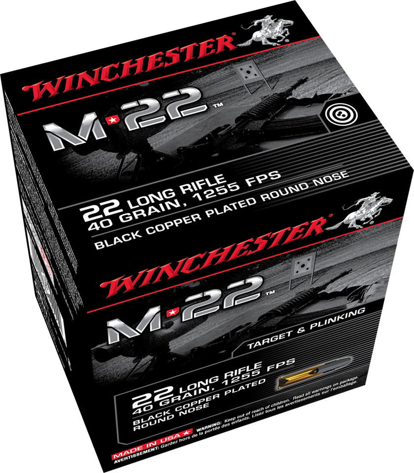 Winchester .22 LR 40gr Copper Plated Round Nose (CPRN) ammunition