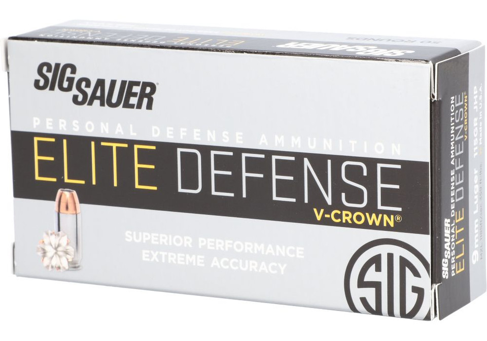 Sig Sauer 9mm Luger 115gr Jacketed Hollow Point (JHP) ammunition