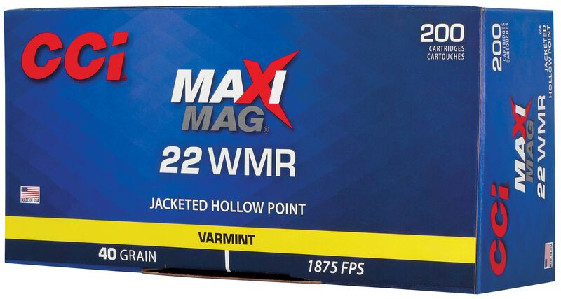 CCI .22 WMR 40gr Jacketed Hollow Point (JHP) ammunition