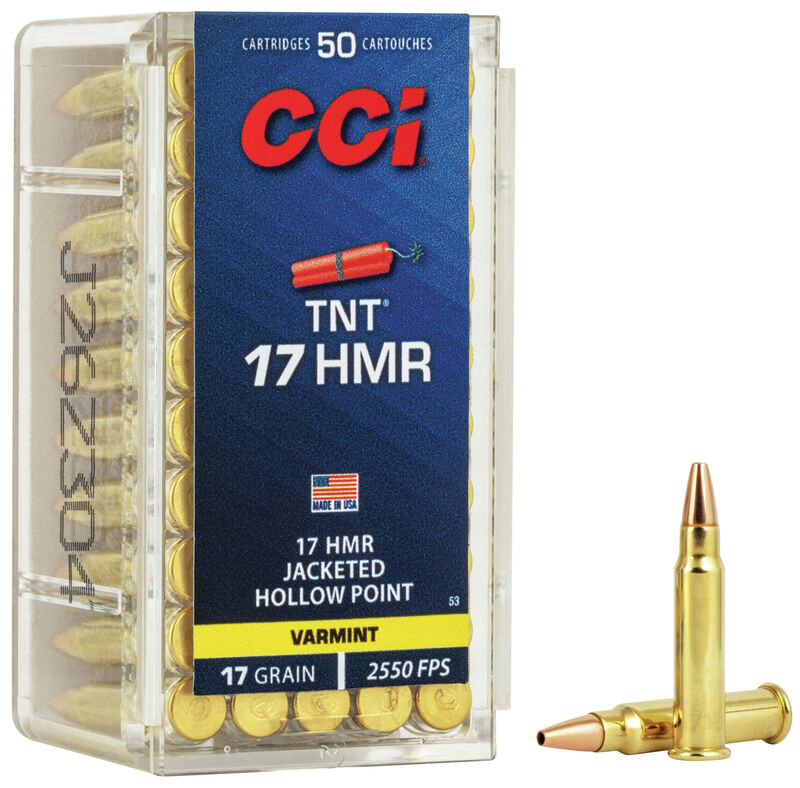 CCI .17 HMR 17gr Jacketed Hollow Point (JHP) ammunition