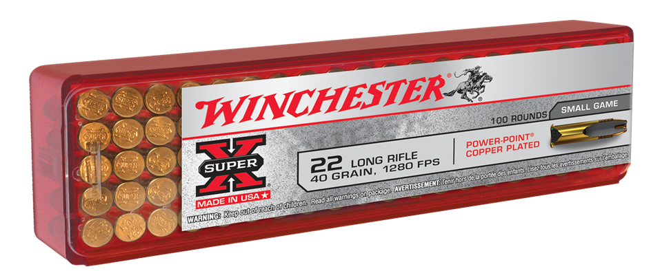 Winchester .22 LR 40gr Copper Plated Hollow Point (CPHP) ammunition