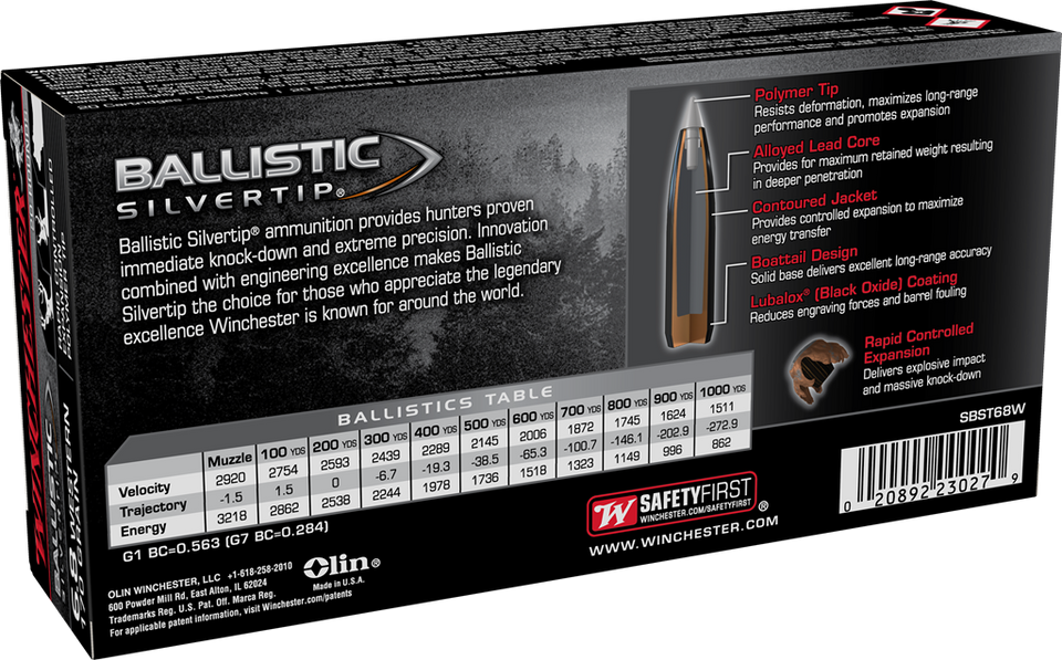 Winchester Ballistic Silver Tip 6.8 Western 170 Grain Polymer Tipped