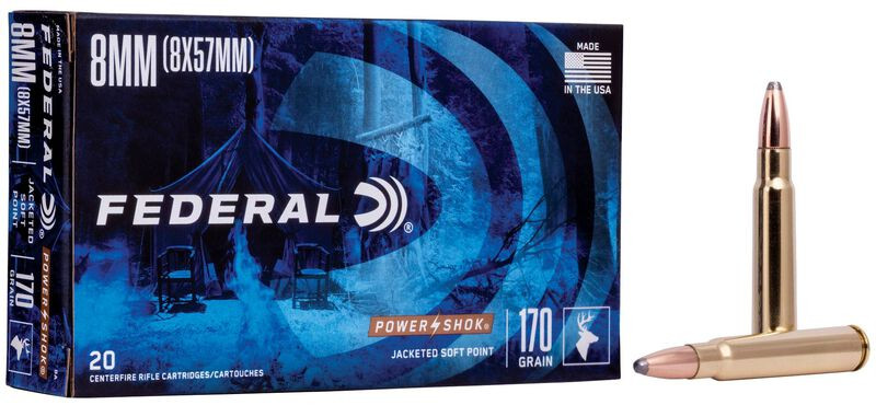 Federal Power-Shok 8mm Mauser 170 Grain Jacketed Soft Point