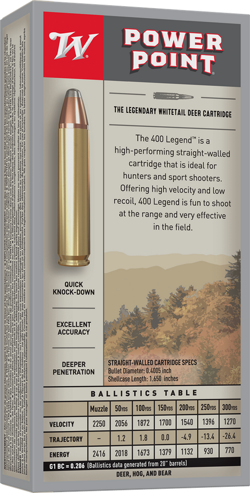 Winchester .400 Legend 215gr Soft Point ammunition