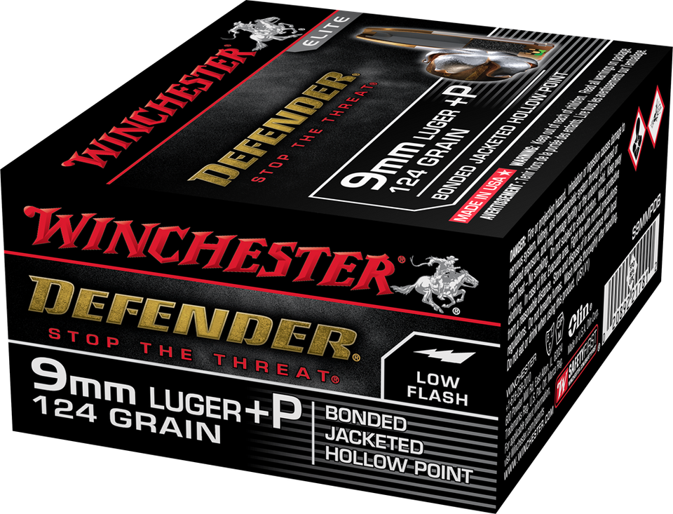 Winchester 9mm Luger 124gr Jacketed Hollow Point (JHP) ammunition