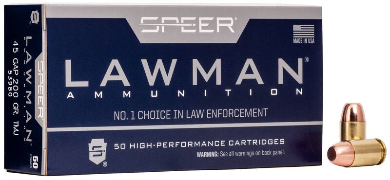 Speer Ammunition .45 GAP 200gr Total Metal Jacket (TMJ) ammunition