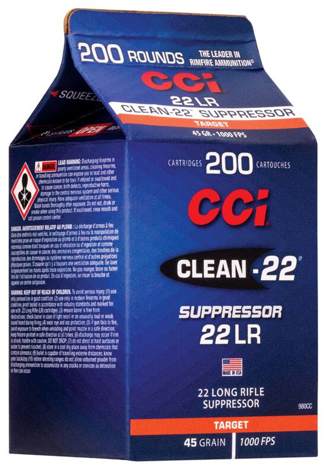 CCI Clean-22 Suppressor 22 LR 45 Grain Lead Round Nose