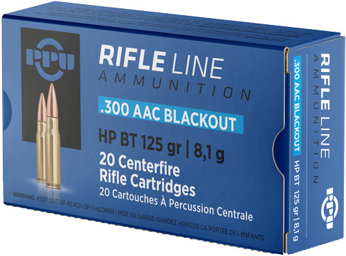 Prvi Partizan (PPU) .300 AAC Blackout 125gr Hollow Point Boat Tail (HPBT) ammunition