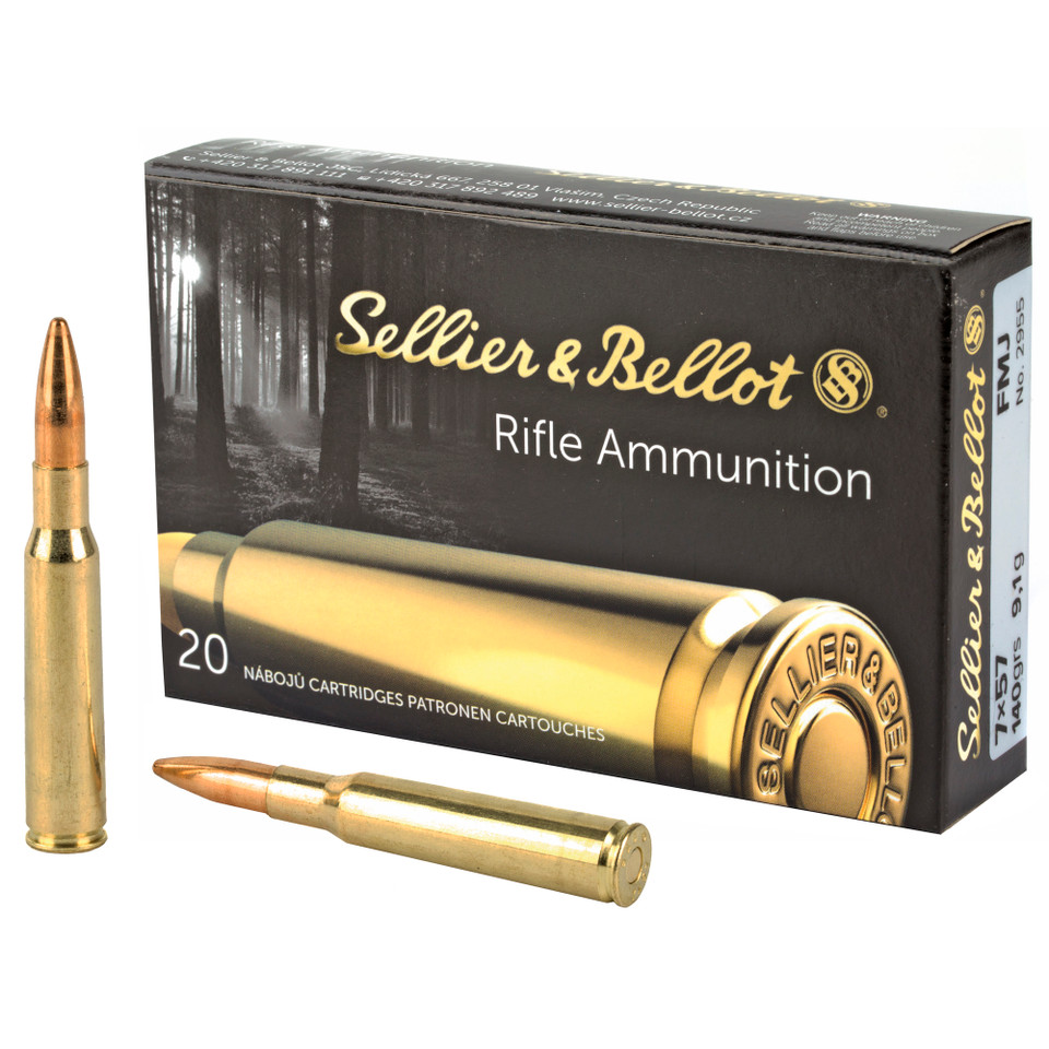 Sellier & Bellot 7mm Mauser 140gr Full Metal Jacket (FMJ) ammunition