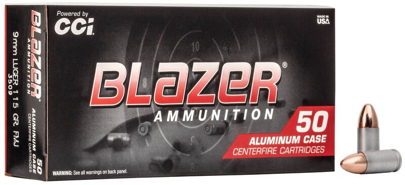CCI 9mm Luger 115gr Full Metal Jacket (FMJ) ammunition