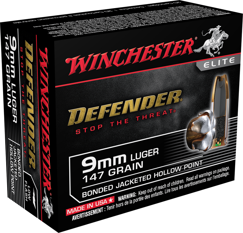 Winchester 9mm Luger 147gr Jacketed Hollow Point (JHP) ammunition