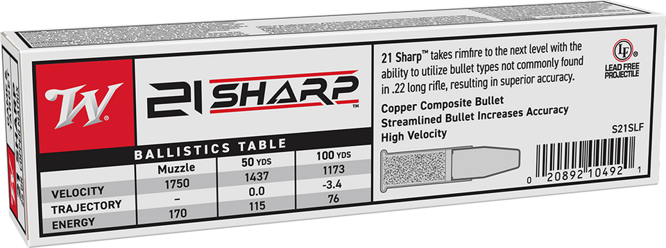 Winchester .21 Sharp 25gr Solid ammunition