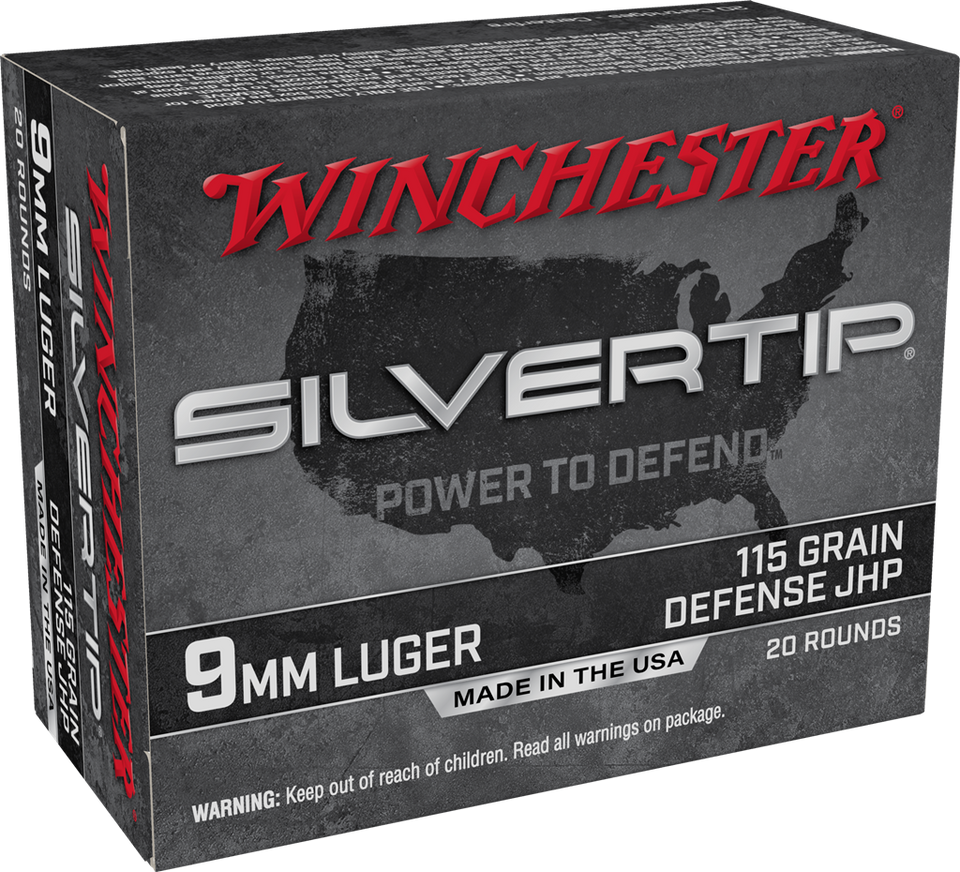 Winchester 9mm Luger 115gr Jacketed Hollow Point (JHP) ammunition