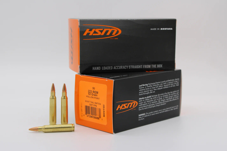 HSM Ammo .223 Remington 52gr Hollow Point Boat Tail (HPBT) ammunition