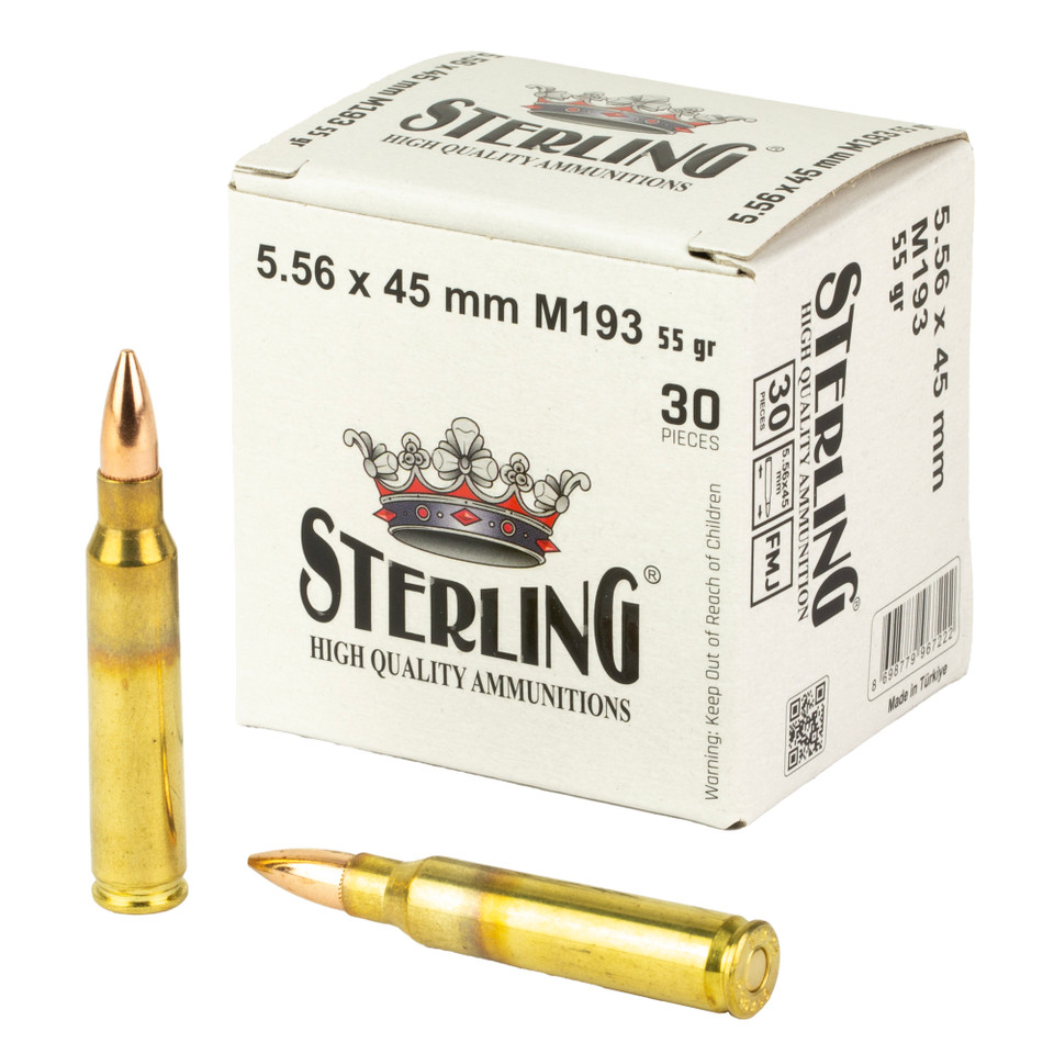 Sterling 5.56 NATO 55gr Full Metal Jacket (FMJ) ammunition