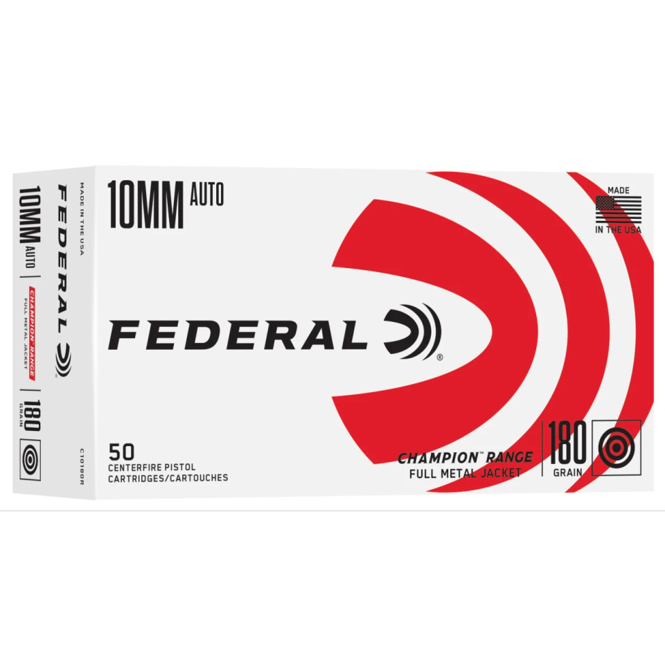 Federal 10mm 180gr Full Metal Jacket (FMJ) ammunition