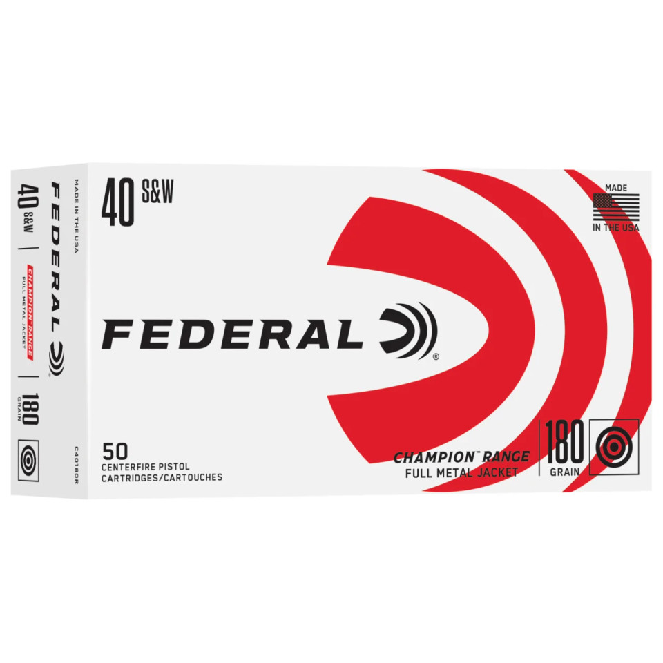 Federal .40 S&W 180gr Full Metal Jacket (FMJ) ammunition
