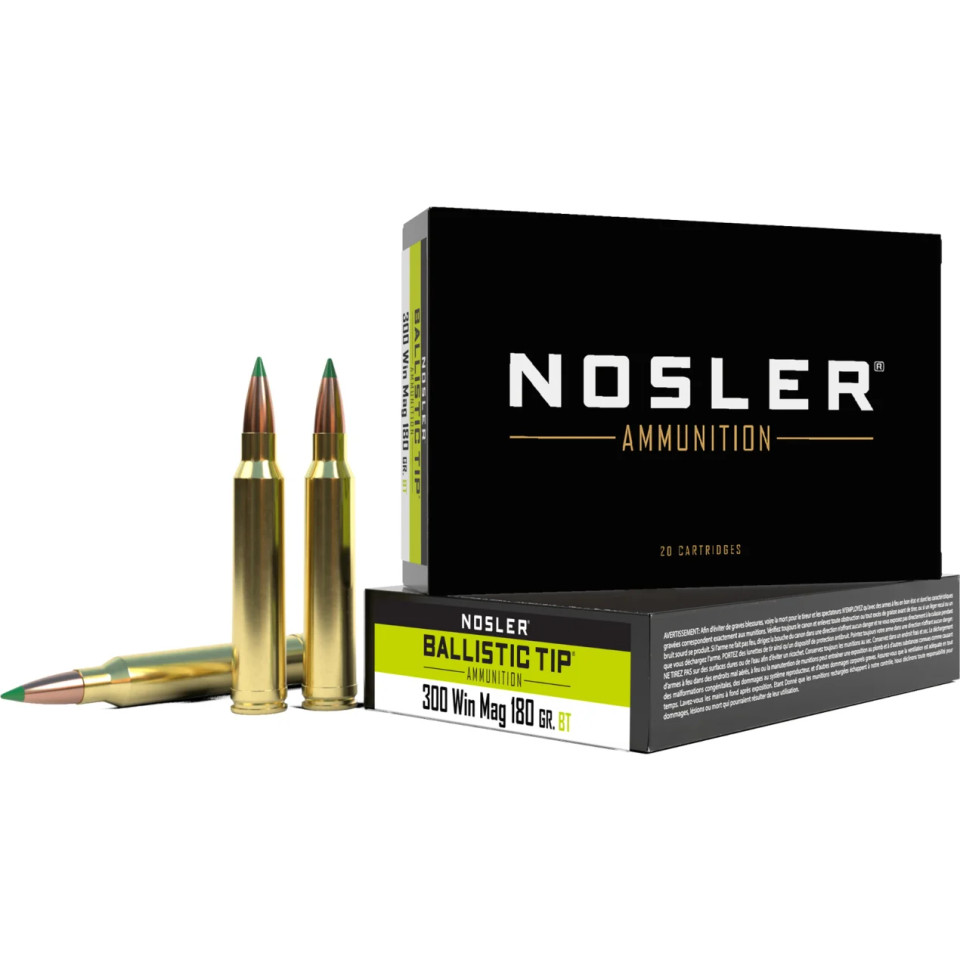 NOSLER .300 Winchester Magnum 180gr Polymer Tipped ammunition