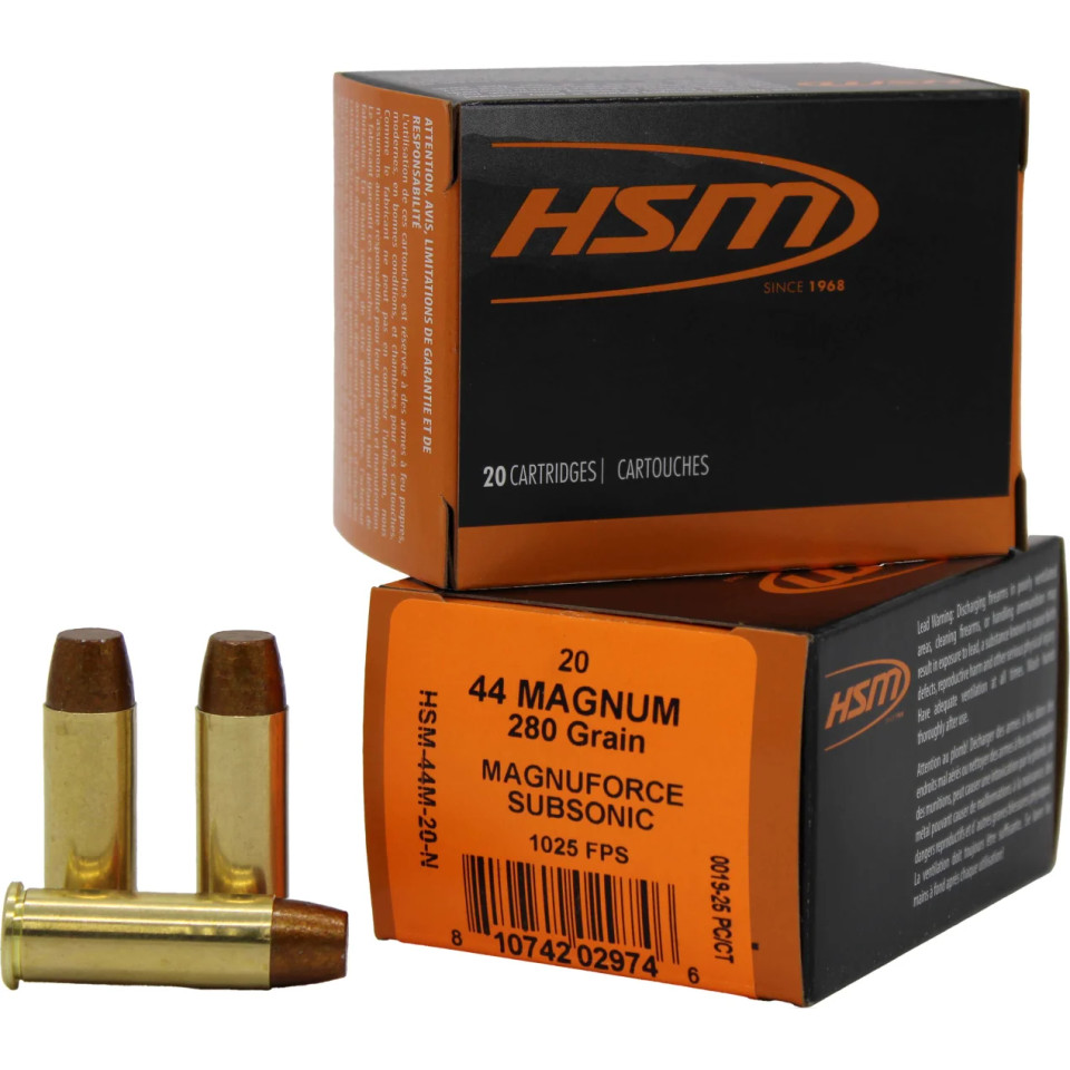 HSM Ammo .44 Magnum 280gr Lead Flat Nose (LFN) ammunition