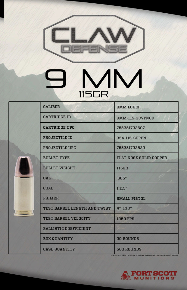 Fort Scott Munitions 9mm Luger 115gr Solid ammunition