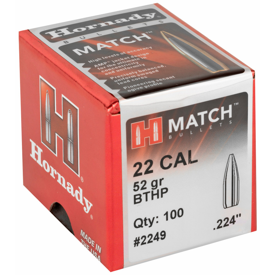 Hrndy Match 22cal .224 52gr 100ct 2249 Hornady