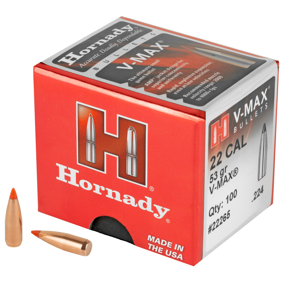 Hrndy V-max 22 Cal .224 53gr 100ct 22265 Hornady