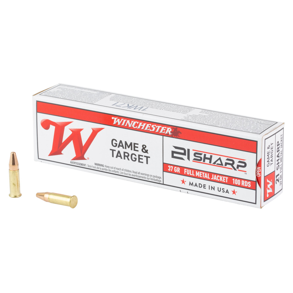 Winchester .21 Sharp 42gr Full Metal Jacket (FMJ) ammunition