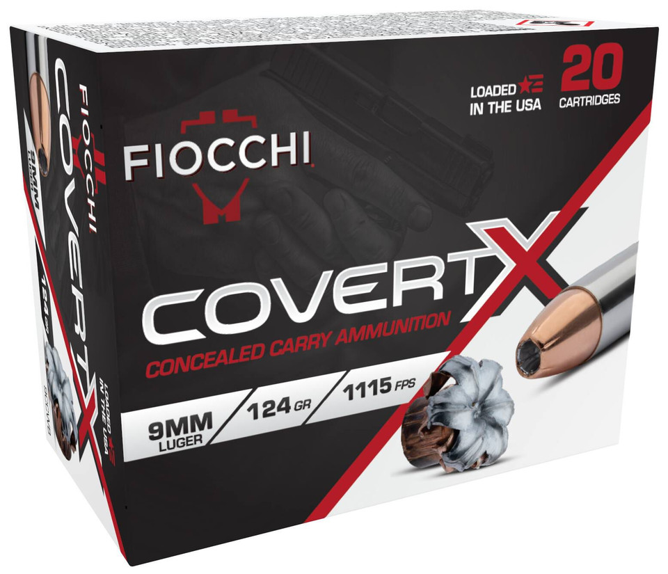 Fiocchi CovertX 9mm Luger 124gr Jacketed Hollow Point (JHP)