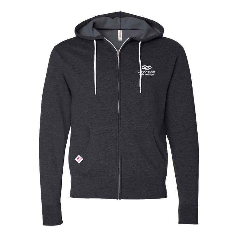 Heathered French Terry Full-Zip Hooded Sweatshirt - COA
