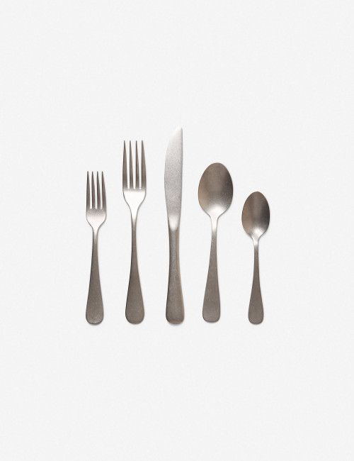 Farmhouse Pottery Woodstock 5-Piece Flatware Set, Stainless Steel