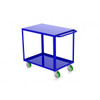 Valley Craft Two Shelf 24 x 36" Flush-Top Utility Cart, Blue with Poly Casters (CALL FOR BEST PRICING)