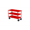 Valley Craft Three Shelf 24 x 48" Flush-Top Utility Cart, Red with Mold On Casters(CALL FOR BEST PRICING)