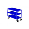 Valley Craft Three Shelf 30 x 48" Flush-Top Utility Cart, Blue with Mold On Casters (CALL FOR BEST PRICING)