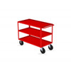 Valley Craft Three Shelf 30 x 60" Utility Cart, Red with Mold On Casters (CALL FOR BEST PRICING)