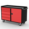 Valley Craft 48" Deluxe Mobile Workbench - 1 set of 3, 3, 6, 6, 6" Drawers and 1 Door Black/Red(CALL FOR BEST PRICING)