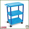 Luxor  3 Flat Shelf Plastic Utility Cart (HE34) - Blue