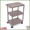 3 Flat Shelf Plastic Utility Cart (42" x 24") (HE42) - Grey