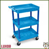 Luxor 3 Shelf Plastic Utility Tub Cart (39" x 24") (BUSTC111BU) - Blue