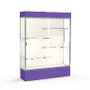 Spirit  60"W x 80"H x 16"D  Lighted Floor Case, Plaque Back, Satin Finish, Purple Base and Top