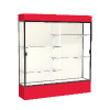 Spirit  60"W x 80"H x 16"D  Lighted Floor Case, Plaque Back, Satin Finish, Red Base and Top