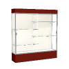 Spirit  72"W x 80"H x 16"D  Lighted Floor Case, Plaque Back, Satin Finish, Maroon Base and Top