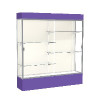 Spirit  72"W x 80"H x 16"D  Lighted Floor Case, Plaque Back, Satin Finish, Purple Base and Top