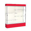 Spirit  72"W x 80"H x 16"D  Lighted Floor Case, Plaque Back, Satin Finish, Red Base and Top